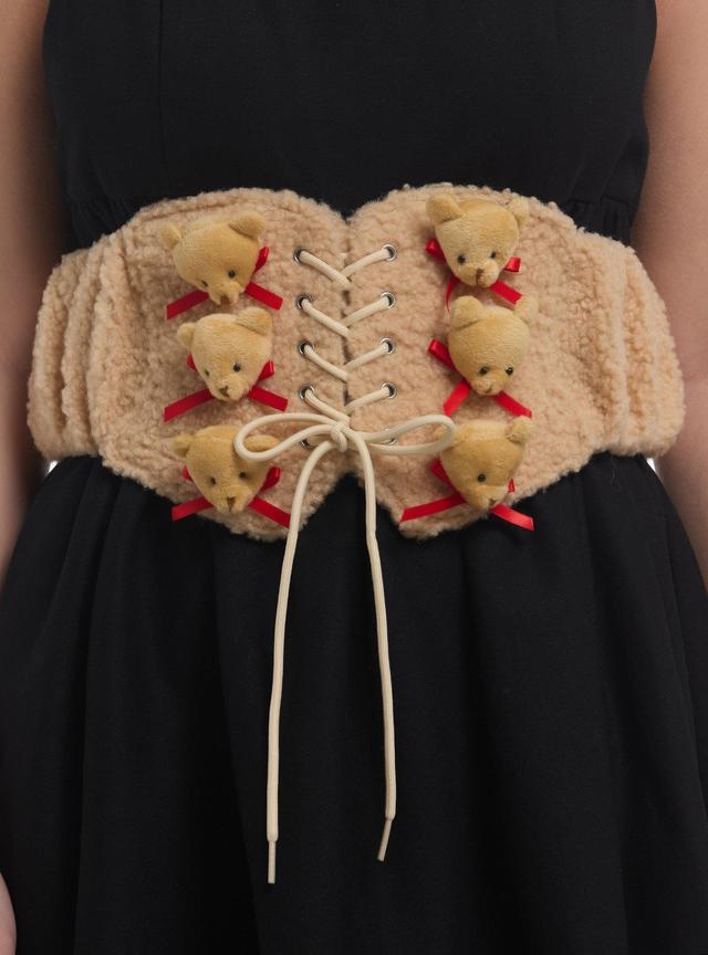 Sherpa Plush Teddy Bear Corset Belt
