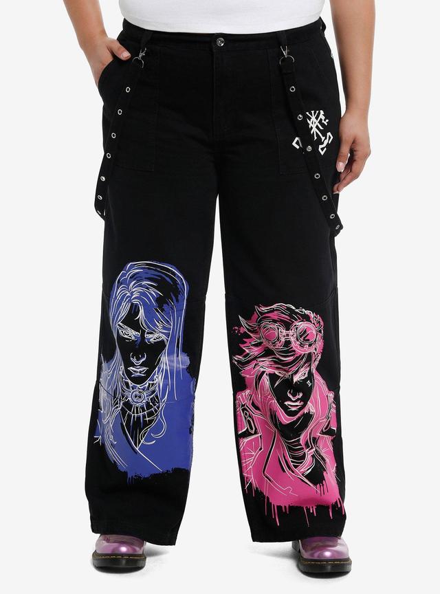 Arcane CaitVi Suspender Wide Leg Jeans Plus Size