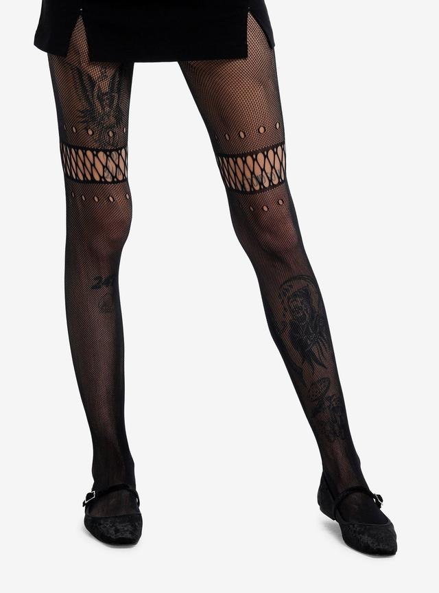 Crisscross Cutout Fishnet Tights