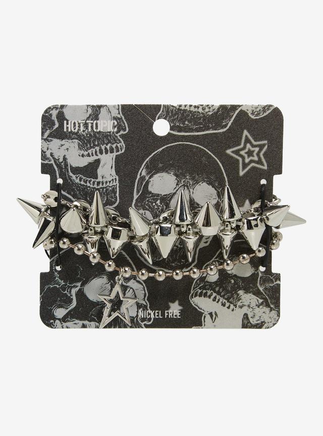 Spike & Ball Chain Bracelet Set