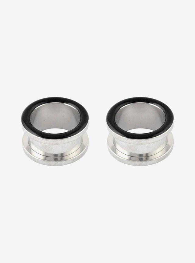 Steel Silver &amp; Silicone Plug 2 Pack