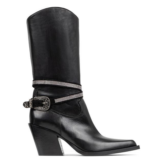 Donald Pliner Women DALILA Black Leather Boot, Casual, Heel, Size: 5
