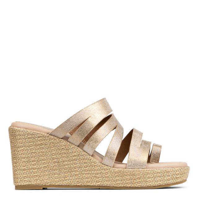 Donald Pliner Women ANAMARI Light Bronze Casual, Platform, Sandal, SlipOn, Stretch, Wedge, Size: 6