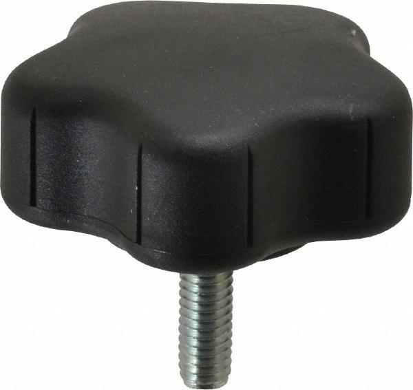 Gibraltar Lobed Knob: 2.2600" Head Dia, 5-Point, Thermoplastic Elastomer, Black - 5/16-18 Stem, 1.0000" Thread Length | Part #5B60B931A8Z002G