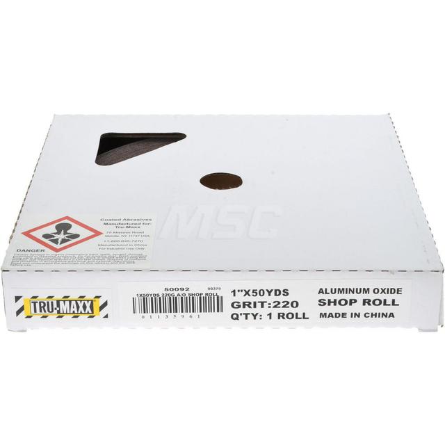 Tru-Maxx 1" x 50 Yd 220 Grit Aluminum Oxide Shop Roll - Very Fine Grade, J Weighted Cloth Backing | Part #50092