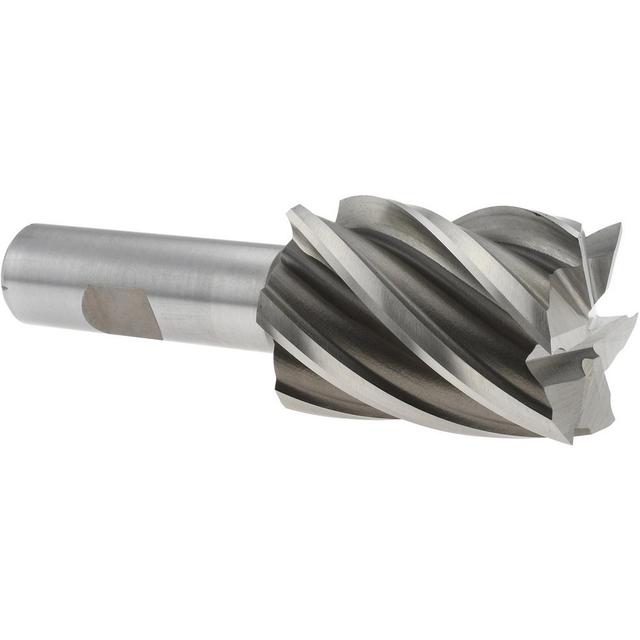 Interstate | Value Collection Square End Mill: 1-1/2" Dia, 2" LOC, 6 Flute, Cobalt - 4-3/8" OAL, 3/4" Shank Dia, 30 deg Helix, Bright/Uncoated