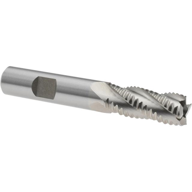 Interstate | Value Collection Roughing End Mill: 1/2" Dia, 4 Flute, Single End, Cobalt - 1-1/4" LOC, 3-1/4" OAL, 1/2" Shank Dia, Bright/Uncoated