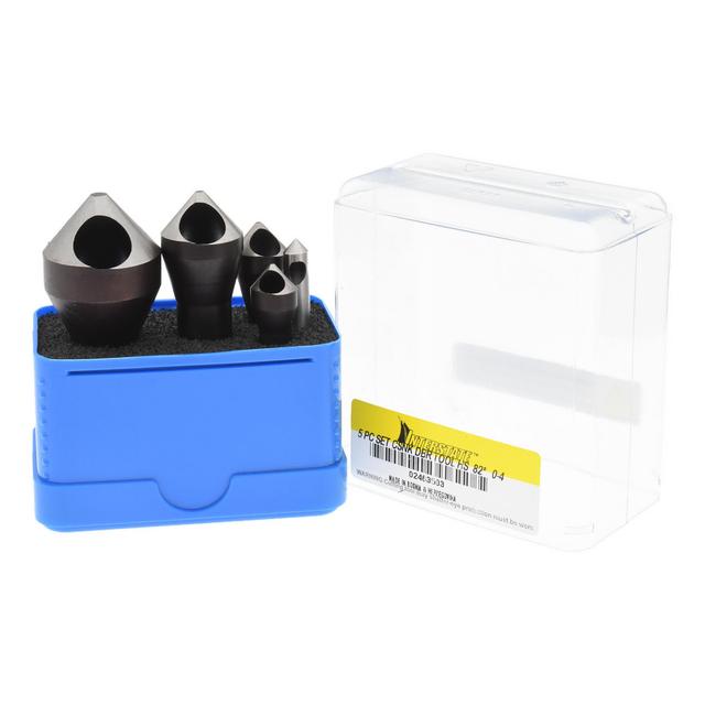 Value Collection Countersink Set: 5 Pc, 1/16 to 9/16" Head Dia, 0 Flute - Bright/Uncoated Finish, High-Speed Steel | Part #SC50825S