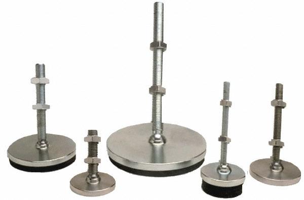 Gibraltar Studded Pivotal Leveling Mount: - 3,500 lb Load Capacity, 3" Base Dia, Rubber Pad, Steel Stud | Part #LP3-B6H-G