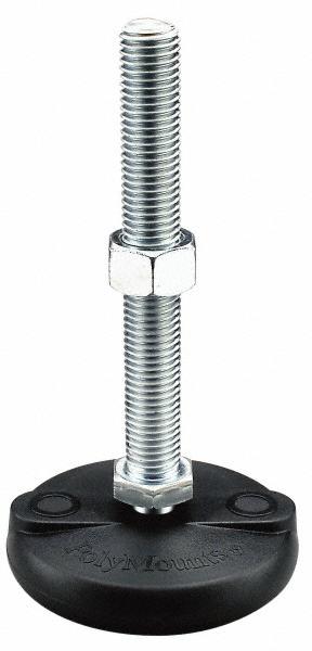 Gibraltar Studded Pivotal Leveling Mount: - 5,000 lb Load Capacity, 3" Base Dia, Elastomer Pad, Steel Stud | Part #BNYLA36-EL-G