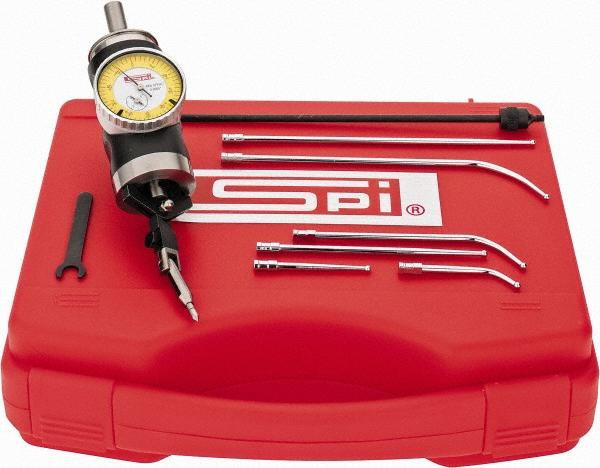 SPI Test Indicator Kit: 9 Pc, 0.2500" Max, 1.6000" Dial Dia, 0-5-0, 0.0002" Accuracy - 0.000500" Graduation, 0.130" Ball, 2 4 6" Contact Point