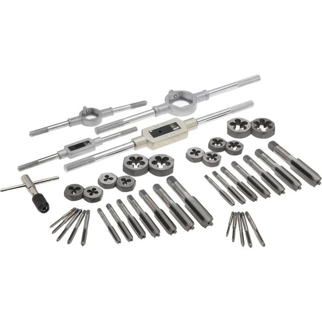 Interstate | Value Collection Tap & Die Set: 1/8-44 to 3/4-16 Taps, 1/8-44 to 3/4-16 Dies, UNF - Carbon Steel, Hex Dies, 41 Pc | Part #CCT1593