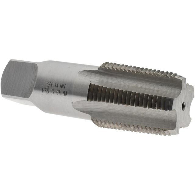 Interstate | Value Collection Standard Pipe Tap: 3/4-14, NPT, 5 Flutes, High Speed Steel, Bright/Uncoated - 1-3/8" Thread Length | Part #NC01C0048