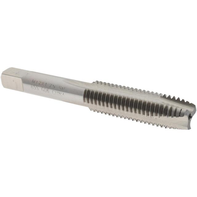 Interstate | Value Collection Spiral Point Tap: M12x1.75 Metric Coarse, 3 Flutes, Plug Chamfer, 6H Class of Fit, HSS, Bright/Uncoated Coated