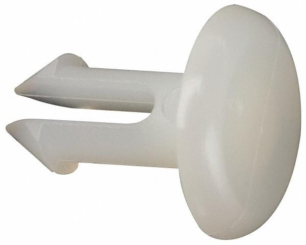 Made in USA 0.157" to 0.16" Hole Dia, 0.488" OAL, Split Shank, Nylon Panel Rivet - 0.428" Length Under Head, 0.315" Material Thickness, 25/64" Head
