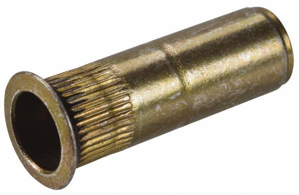 Made in USA #6-32, 0.265 Insert Dia, 0.74" OAL, Knurled Body Closed End Threaded Insert - 0.2656" Hole Dia, 0.39" Head Dia, 1008/1010 Steel, Clear