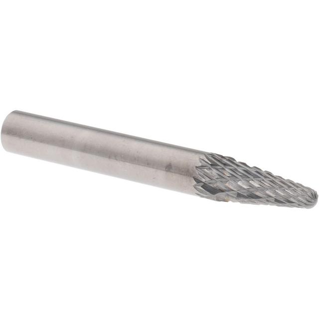 Hertel Abrasive Burr: SL-1, 1/4" Cut Dia, Taper w/ Radius End, Double Cut - 1/4" Shank Dia, 5/8" LOC