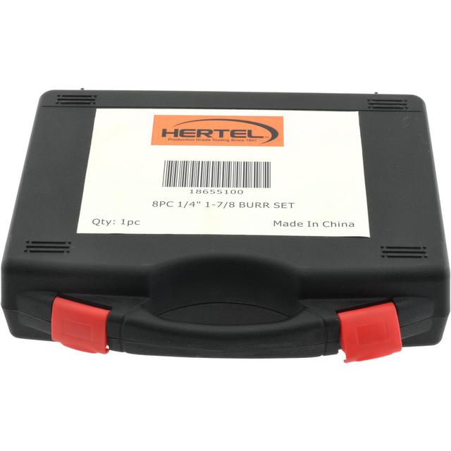 Hertel 8 Pc Double Cut Burr Set w/ Cylinder - Carbide, 1/4" Shank Dia | Part #SZ00005