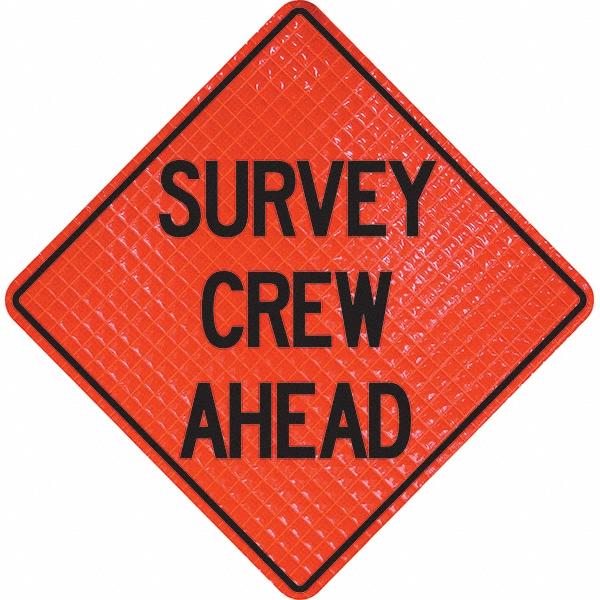 PRO-SAFE Traffic Control Sign: Triangle, Survey Crew Ahead - Vinyl, Sign Stand, 36" High, 36" Wide