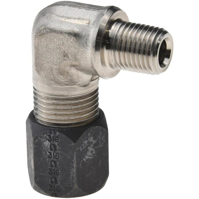 Made in USA Compression Tube Male Elbow: 1/4-18, 1/2" Tube OD, Compression x MPT - 316 Stainless Steel