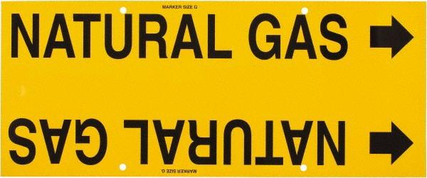 Made in USA Pipe Marker w/ Natural Gas Legend & Arrow Graphic - 8 to 10" Pipe Outside Dia, Black on Yellow