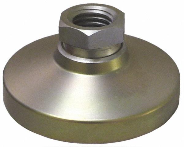 Gibraltar Tapped Pivotal Leveling Mount: 3/8-16 Thread - 300 lb Load Capacity, 1-1/4" Base Dia, Delrin Pad, Steel Stud | Part #NDTS-1-G