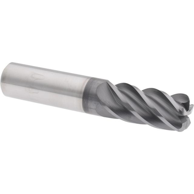 Accupro High Performance Milling Corner Radius End Mill: 3/4" Dia, 1-5/8" LOC, 0.1200" Radius, 5 Flute, Solid Carbide - 4" OAL, 3/4" Shank Dia, 38