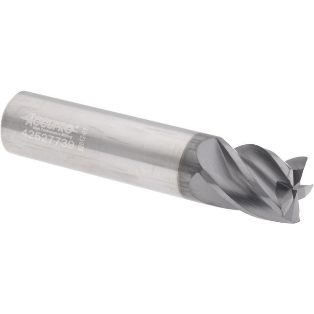 Accupro High Performance Milling Roughing & Finishing End Mill: 5/8" Dia, 5 Flute, Solid Carbide - 3/4" LOC, 3" OAL, 5/8" Shank Dia, 38 deg Helix
