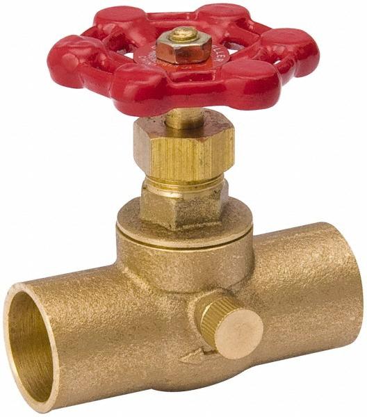 Value Collection 3/8" Pipe, 125 psi WOG Rating, Brass Stop & Waste Valve - Lobe Type Handle, C x C End Connections, Use w/ Water, Oil, Air