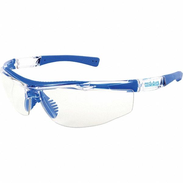 PRO-SAFE Safety Glasses: Anti-Fog & Scratch-Resistant, Polycarbonate, Clear Lenses, Full-Framed - Blue & Clear Frame, Non-Adjustable Temples, Series