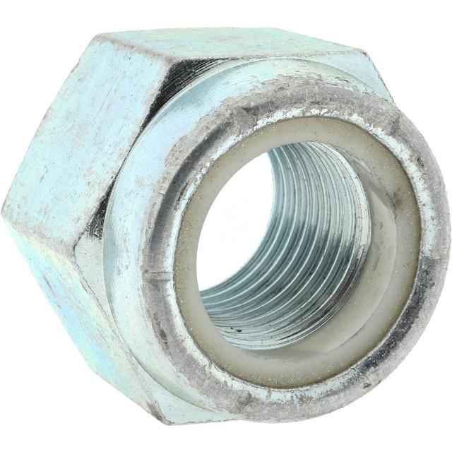 Value Collection Heavy Hex Lock Nut: Insert Lock, Nylon Insert, 1-1/2-6, Grade 2 Steel, Zinc Finish - 1-59/64" High, 2-3/8" Width Across Flats, Right