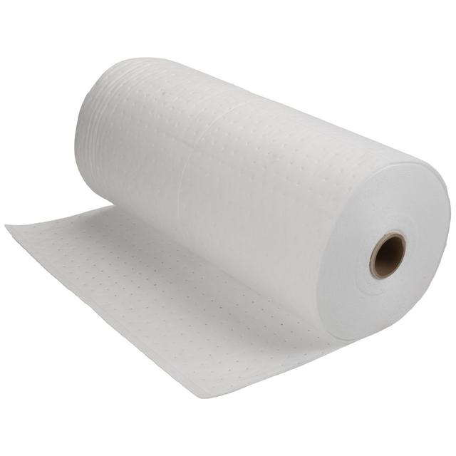 PRO-SAFE Sorbent Roll: For Oil & Petroleum Based & Oil Only, 30" Wide, 150' Long, 48 gal, White - Polypropylene | Part #BER144