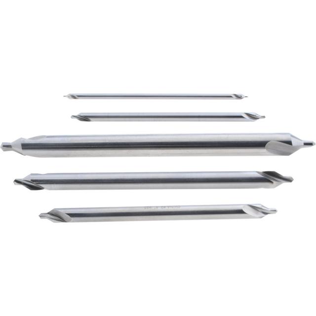 Interstate | Value Collection 5 Pc #1 to #5 High Speed Steel Combo Drill & Countersink Set - 60° Included Angle, Double End, Plain Edge | Part
