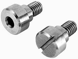 Made in USA Precision Shoulder Screw: 1/2" Shoulder Dia, 5/8" Shoulder Length, 3/8-16, 18-8 & 303, Stainless Steel, Slotted - 3/4" Head Dia