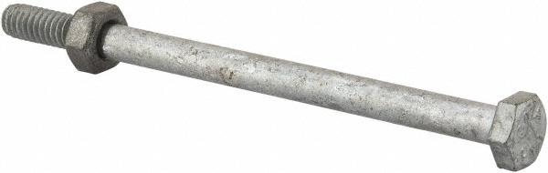 Value Collection Hex Head Bolt: 1/4-20, 4" Length Under Head, Steel, Grade 2 - Galvanized Finish, Partially Threaded, 7/16" Hex, ANSI/ASME B18.2.2 &