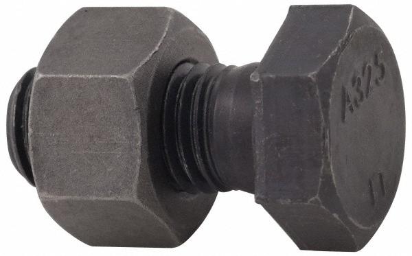 Value Collection Hex Head Bolt: 3/8-16, 5-1/2" Length Under Head, Steel, Grade A325 - Galvanized Finish, Partially Threaded, ASTM A325