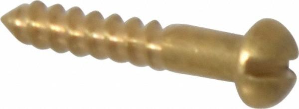 Value Collection #2, 1/2" Length Under Head, Slotted Drive, Round Head Wood Screw - ASME B18.6.1, Brass | 100-Pack | Part #R52000279