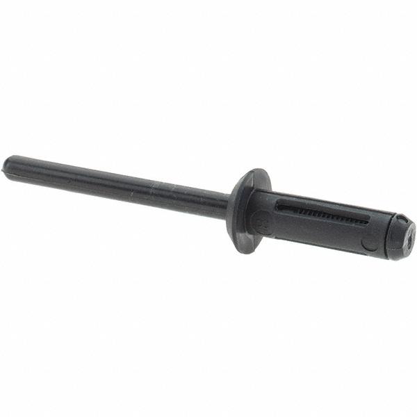 Value Collection Open End Blind Rivet: Large Flange Head, Nylon Body - 11/32" Head Dia, 5/32 to 1/4" Grip, 3/16" Hole