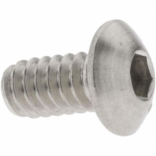 Value Collection Button Socket Cap Screw: #10-24, 3/8" Length Under Head, Stainless Steel, Bright/Uncoated - 1/8" Drive, Hex Socket Drive, ANSI/ASME