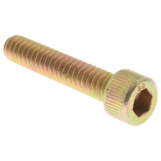 Made in USA | Value Collection Hex Socket Cap Screw: #10-24, 1" Length Under Head, 4037 Alloy Steel, Yellow Cadmium Finish - Fully Threaded, ASME