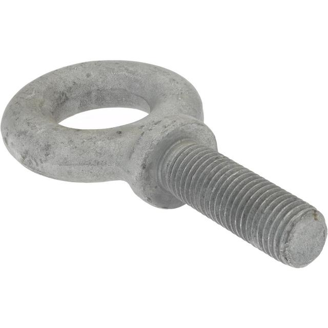 Gibraltar Fixed Lifting Eye Bolt: w/ Shoulder, 9,000 lb Capacity, 1-8 Thread, Grade C-1035 Steel - Fully Threaded, 3" Shank, 3" Thread Length