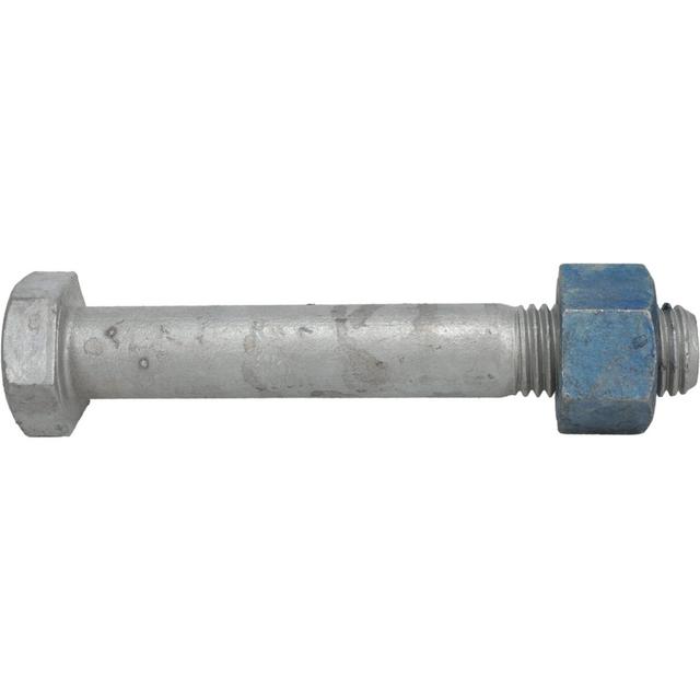 Value Collection Hex Head Bolt: 1-1/8-7, 7-1/2" Length Under Head, Steel, Grade A325 - Galvanized Finish, Partially Threaded, ASTM A325