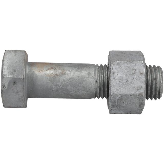 Value Collection Hex Head Bolt: 1-1/4-7, 4-3/4" Length Under Head, Steel, Grade A325 - Galvanized Finish, Partially Threaded, ASTM A325