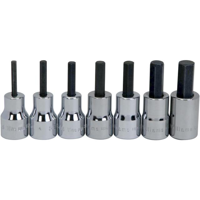 Williams Socket Set: Standard, 7 Pc, 3/8" Drive, 1/8" Min, 3/8" Max - 6 Point | Part #WSB-7A