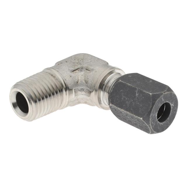 Made in USA Compression Tube Male Elbow: 1/4-18, 1/4" Tube OD, Compression x MPT - 316 Stainless Steel, SAE | Part #F-4-4-ME