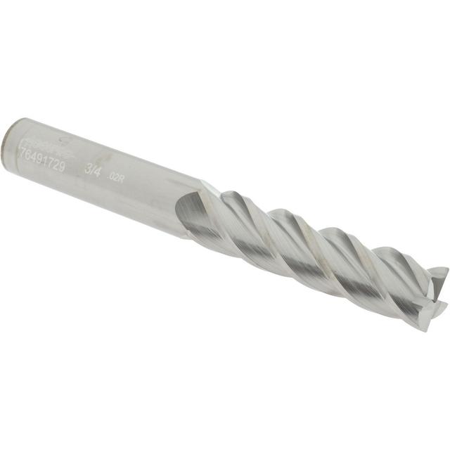 Accupro High Performance Milling Corner Radius End Mill: 3/4" Dia, 3" LOC, 0.0200" Radius, 4 Flute, Solid Carbide - 6" OAL, 3/4" Shank Dia, 40 deg