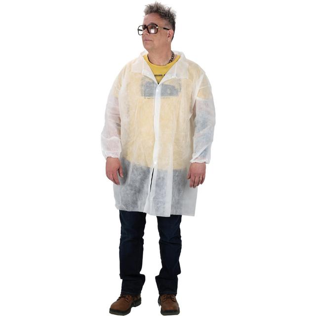 PRO-SAFE Lab Coat: 1.41 oz, Size Medium, Polypropylene - White | Part #KM-LC0-WE-NW-HD-MED-WHITE
