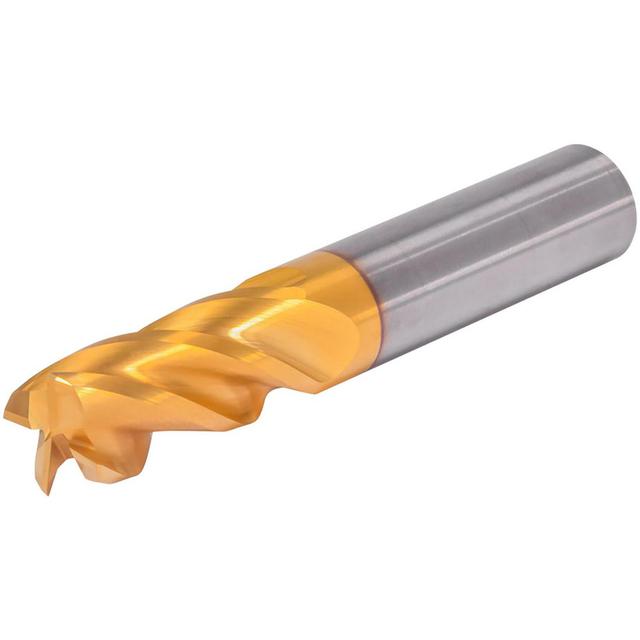 Kennametal | GOmill PRO Square End Mill: 3/8" Dia, 2-1/2" LOC, 4 Flute, Solid Carbide - 4" OAL, 3/8" Shank Dia, 37-38 deg Helix, Variable Helix TiN &