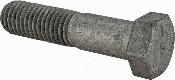 Value Collection Hex Head Cap Screw: 5/8-11, 2-3/4" Length Under Head, Grade 5 Steel, Hot-Dipped Galvanized Finish - Partially Threaded, 15/16" Hex