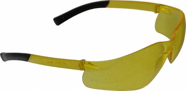 PRO-SAFE Safety Glasses: Scratch-Resistant, Polycarbonate, Amber Lenses, Frameless - Amber Frame, Non-Adjustable Temples, ANSI Z87.1+ | Part #48237